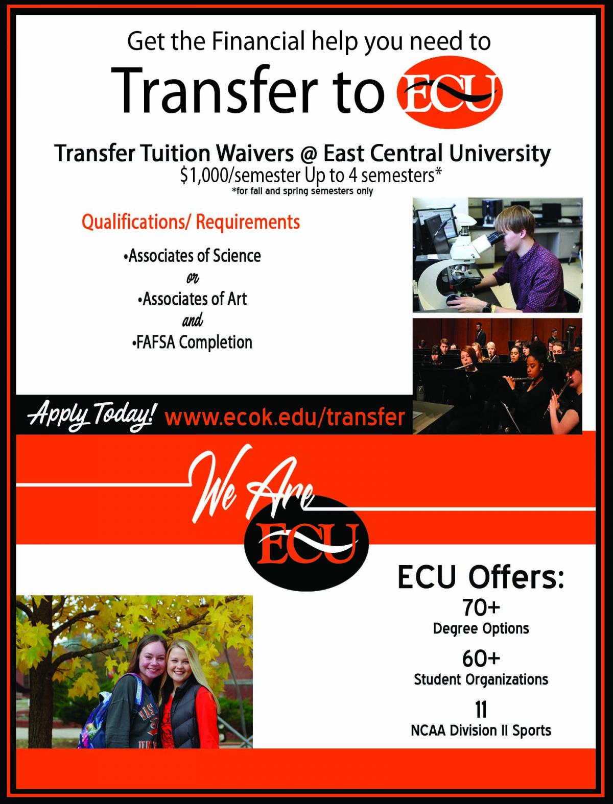 ECU Transfer Student Scholarship East Central University